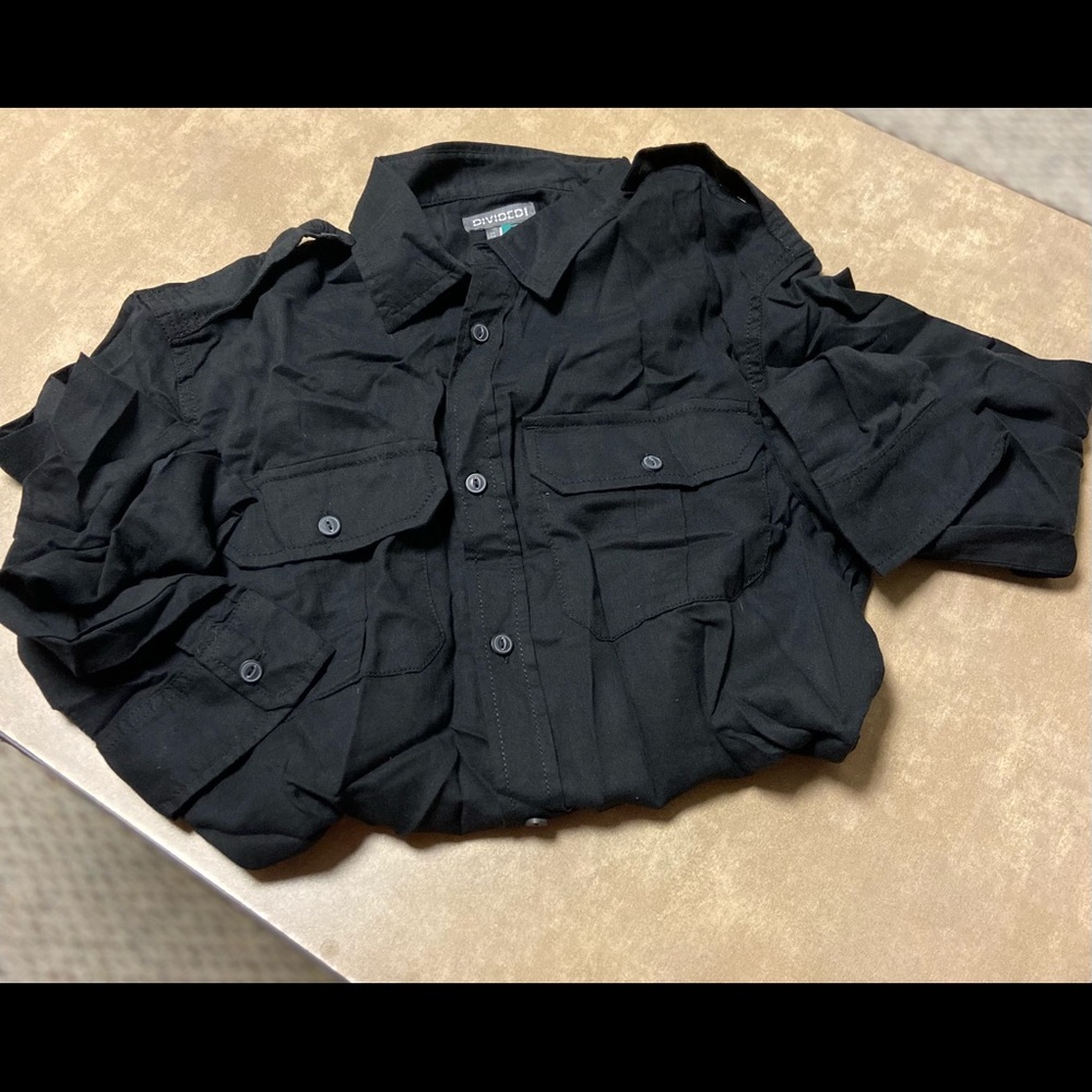 Black button down collar shirt with pockets